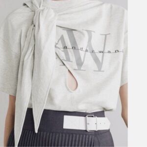 Alexander Wang Gray Graphic knotted cutout cotton-jersey Top